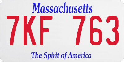 MA license plate 7KF763