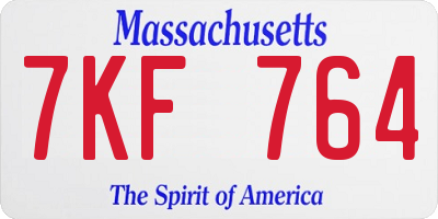 MA license plate 7KF764