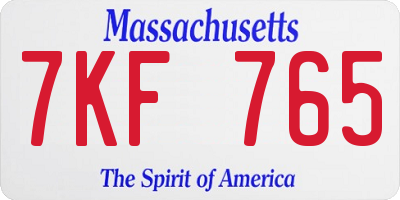 MA license plate 7KF765