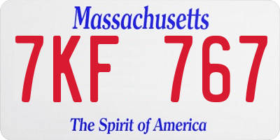 MA license plate 7KF767