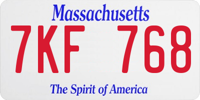 MA license plate 7KF768