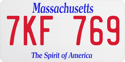 MA license plate 7KF769