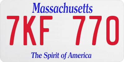 MA license plate 7KF770
