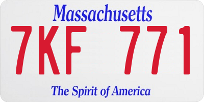 MA license plate 7KF771