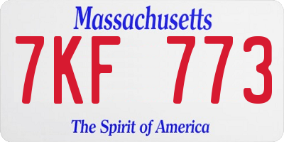 MA license plate 7KF773