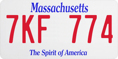 MA license plate 7KF774
