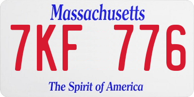 MA license plate 7KF776