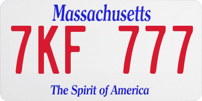 MA license plate 7KF777