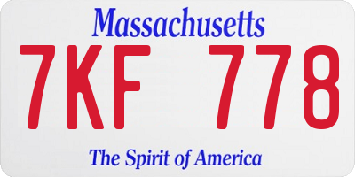 MA license plate 7KF778