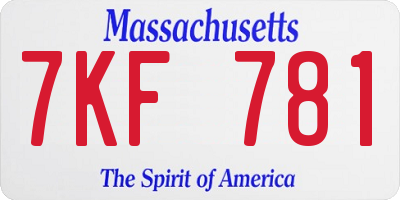 MA license plate 7KF781
