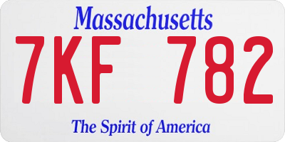 MA license plate 7KF782