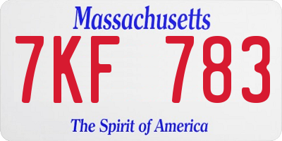 MA license plate 7KF783