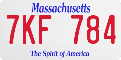 MA license plate 7KF784