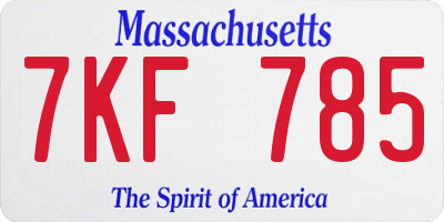 MA license plate 7KF785