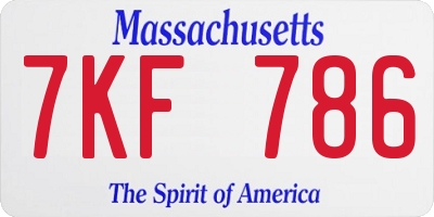 MA license plate 7KF786
