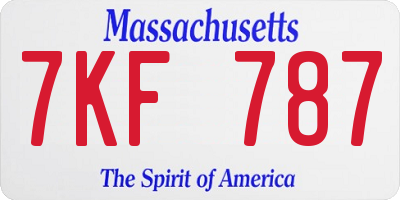 MA license plate 7KF787