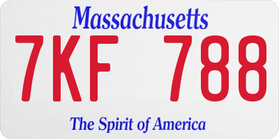MA license plate 7KF788