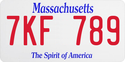MA license plate 7KF789