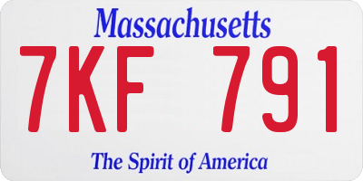 MA license plate 7KF791