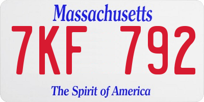 MA license plate 7KF792