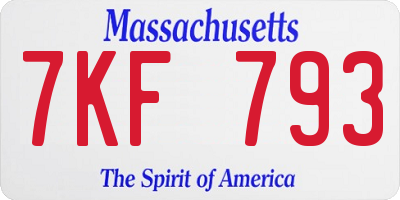 MA license plate 7KF793