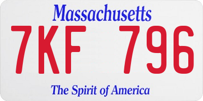 MA license plate 7KF796