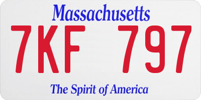 MA license plate 7KF797