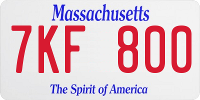 MA license plate 7KF800