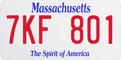 MA license plate 7KF801