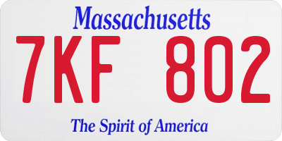 MA license plate 7KF802
