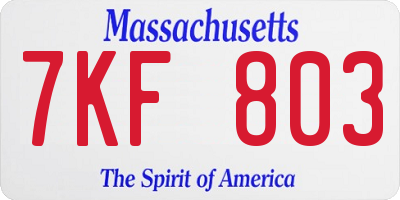 MA license plate 7KF803
