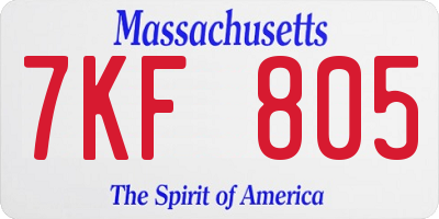 MA license plate 7KF805