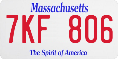 MA license plate 7KF806