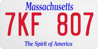 MA license plate 7KF807