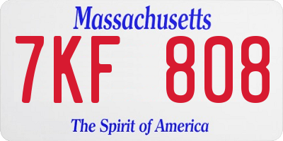 MA license plate 7KF808