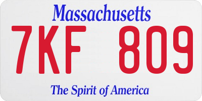 MA license plate 7KF809