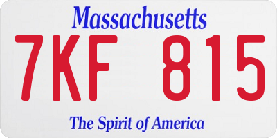 MA license plate 7KF815