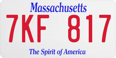 MA license plate 7KF817