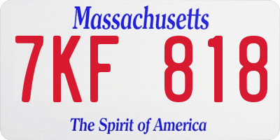MA license plate 7KF818