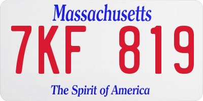 MA license plate 7KF819