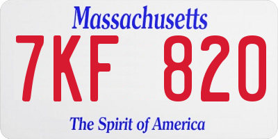 MA license plate 7KF820