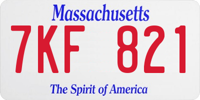 MA license plate 7KF821