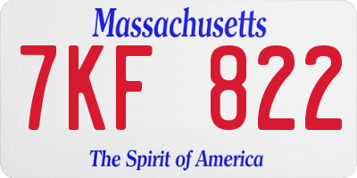 MA license plate 7KF822