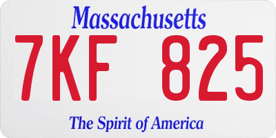 MA license plate 7KF825