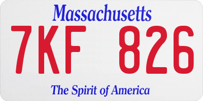 MA license plate 7KF826