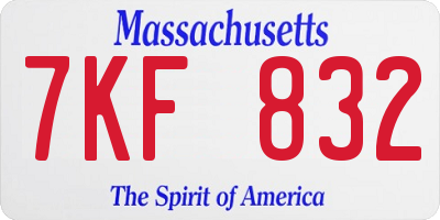 MA license plate 7KF832
