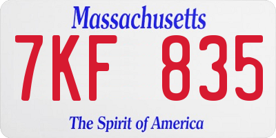 MA license plate 7KF835