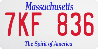 MA license plate 7KF836