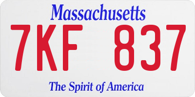 MA license plate 7KF837