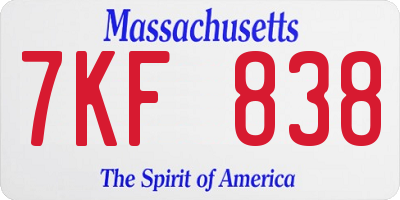 MA license plate 7KF838
